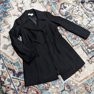 Anne Klein black double breasted peacoat